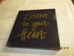 “Listen To Your Heart” Wall Hang Plaque on Canvas , 13 1/2″ X 13 1/2″ . Vintage