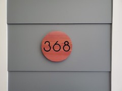Home Address Plaque Street Number Sign Modern Round Carved Wood Personalized