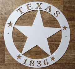 Rustic Metal Circle Texas 1836 Star Wall Hanging Sign Plaque Welcome Decor