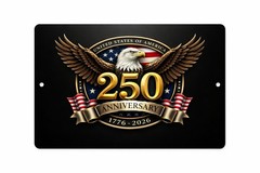 250th Anniversary USA Eagle Metal Sign 1776-2026 Patriotic American Flag