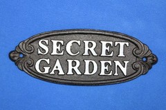 1-SECRET GARDEN PLAQUE,Upscale Garden Decor,Raised Letters,Solid Metal,Gifts