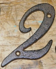 Rustic BROWN Cast Iron Metal House Numbers Street Address 4 INCH Phone #’s 2