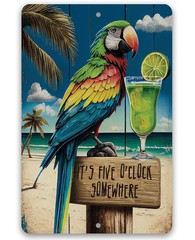 Cocktails in Paradise Metal Sign Retro Beach Bar Tiki Patio Wall Decor
