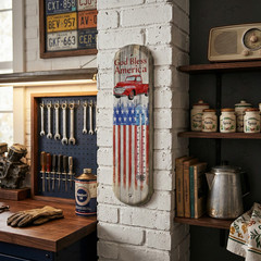 God Bless America Metal Wall Thermometer Patriotic Vintage Truck Decor