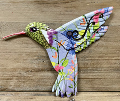 Hummingbird Colorful Metal Garden Wall Decor 10″ x 9″