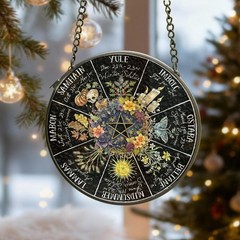 Witch Wheel of the Year Suncatcher, Seasonal Pagan Window Ornament
