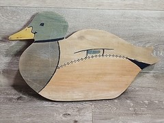 Vintage Tole Painted Wood Plaque Wall Decor Duck Country Farmhouse 17×8