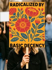 Radicalized By Basic Decency Political Protest Sign Immigrants Rights Rally
