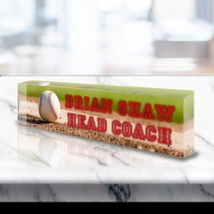 Personalized Baseball Name Plate for Desk Custom Name Clear Acrylic Glass ACS83