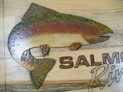 27″ X 16″ SALMON RIVER IDAHO WOOD SIGN STATE FISH CABIN DECOR RUSTIC