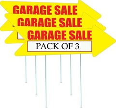 Yellow Yard Sale Arrows Yard Sign Double Sided With Stakes Large 16 Inch By 5…
