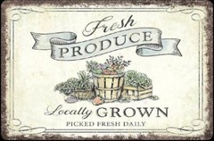 Fresh Produce Locally Grown Advertisement Aluminum Sign 11.75″ Made In The USA