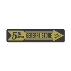 General Store Sign Personalized Store Direction Aluminum Metal Wall Decor