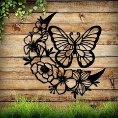 Moon Phase Butterfly iron Wall Art Bohemian Hanging Decor In /Outdoor Waterproof
