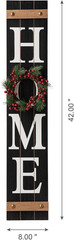 Wooden Welcome Home Porch Sign with Interchangeable Wreaths for Front Door, Vert