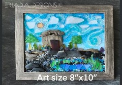 New Rustic Modern Mosaic Pebble Art Wall House Decor, Sea Beach Glass Birds Art