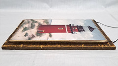 Rustic Fetish Wooden Red Lighthouse Art Print Wall Hanging Plaque Handmade 10×7″