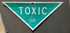 Military Reflective Vinyl Sign / Placard, “TOXIC” (Great For Kids Room) 2 Pack