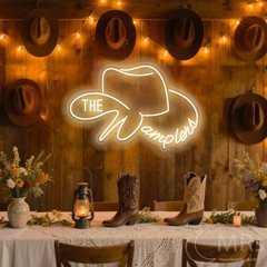 Custom Cowboy Hat Neon Sign Personalized Western Cowboy Wedding Party Art Deco