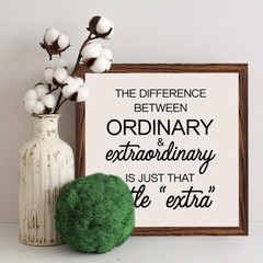 “Ordinary & Extraordinary” Wooden Print Wall Art Motivational Home Office Decor