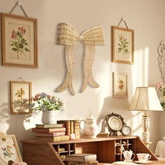 Wesiti Rattan Bow Wall Decoration Beige Boho Bow Wall Decor Woven Natural Han…