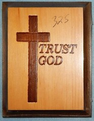 “Trust God” with Cross – Wood Hanging Plaque {5.5″ x 7″} #N1373 – New
