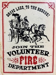 Join The Volunteer Fire Dept Tray- Brave Lads To The Rescue- Vintage