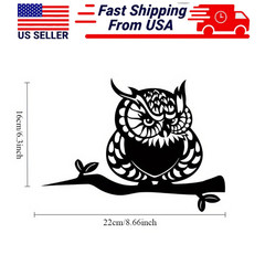 Metal Black Outdoor Owl Animal Cutout Home Office Garden Tree Yard Decor Gift