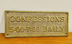 Textured Catholic Daily Confessions Brass Plaque Door Sign 9 3/4″ x 4″