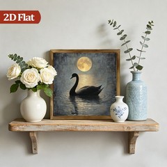 Black Swan Moonlight Lake Wooden Sign Vintage Farmhouse Decor for Bathroom Cafe