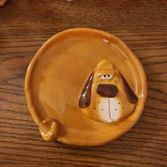 RUSS BERRIE by Douglas Brown Ceramic HOUND DOG Wall Plaque, Spoon Rest, Trinket