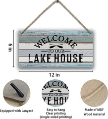 Welcome to Our Lake House Farmhouse Paddle Printed Wood Plaque Sign Wall Hanging