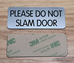 Please Do Not Slam Door 1.25″ x 3″ Brushed Silver Engraved Plate Plaque Tag Sign