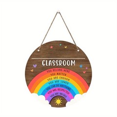 Back To School Encouraging Saying Pattern Circular Wooden Door Ornament