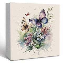 Vintage Butterfly Floral Wooden Box Sign Desk Decor, Butterfly Bathroom Decor…
