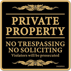SERVU No Trespassing Signs Private Property No Soliciting Warning Sign 12” x 12”