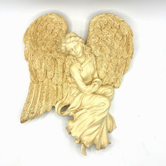 VTG Beige Guardian Angel Protector Wall Door Frame Corner Sculpture Faith Wings