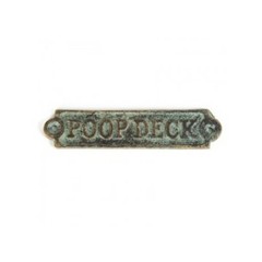 Cast Iron Verdigris Sign ~Poop Deck Door Plaque~ Nautical Ship Boat Beach Boat