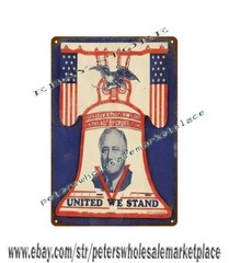 Liberty Bell United We Stand metal tin sign rectangular metal wall decor