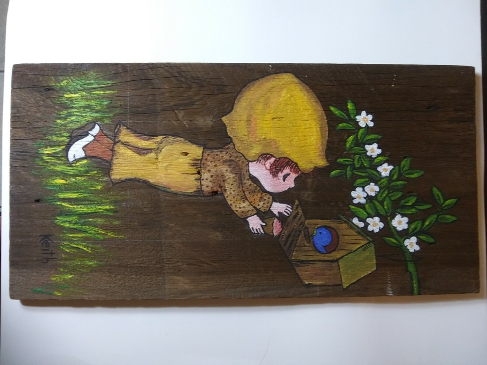 VTG RARE Barn Wood Americana Chalkware Rustic Reclaimed Farm Art Decor Farmhouse