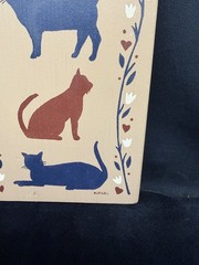 Vintage Folk Art Wooden Hand Painted Wall Plaque Cats Kittens Primitive Rustic