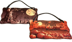 Double Sided 6x10in Wood Sign One Side HALLOWEEN Reverse Side AUTUMN FALL Design