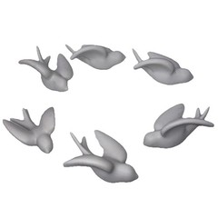 Set of 6 White Ceramic Birds Doves Sparrows Swallows Wall Mounted Decor Hang 4″