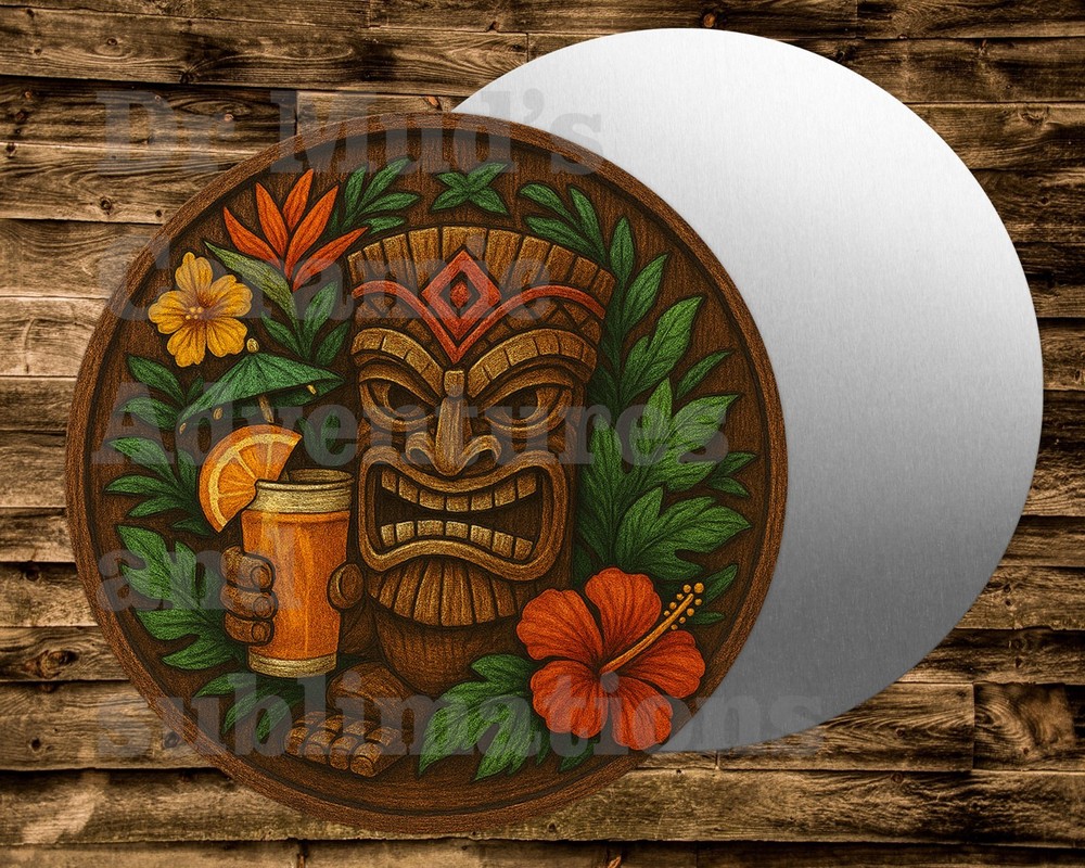 TIKI MAN Metal Round Sign for Wreath Crafts & miniatures