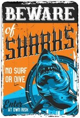Beware Of Sharks No Surf No Dive Aluminum Tin Sign Plaque Man Cave Bar Pub S241