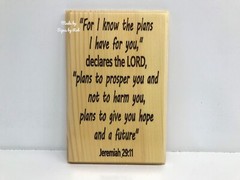 Laser engraved, Hand-made, wood bible verse “Jeremiah 29:11” sign, great gifts.