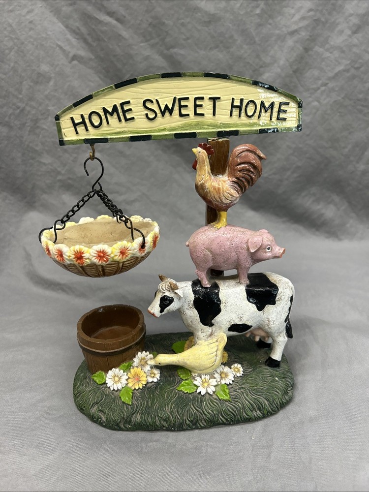 Farm Animal Home Sweet Home Interior Decor Ceramic Painted Statue Figure 9″