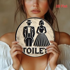 2D Flat, Tin Metal Signs 1pc-” Bathroom Sign “Metal aluminum sign for restaurant