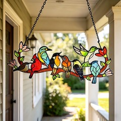 8 Birds Acrylic Suncatcher, Colorful Acrylic Art Window Hanging
