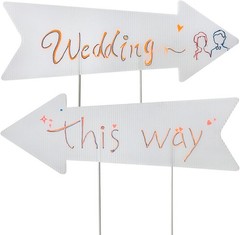 Blank Arrow Signs With Stakes 6 Pack – 17 x 6 Inches Wedding Directional Yard Si